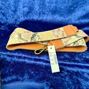 Madewell Snakeskin Print Leather Crossbody Strap Gold Hardware 40" New with Tags